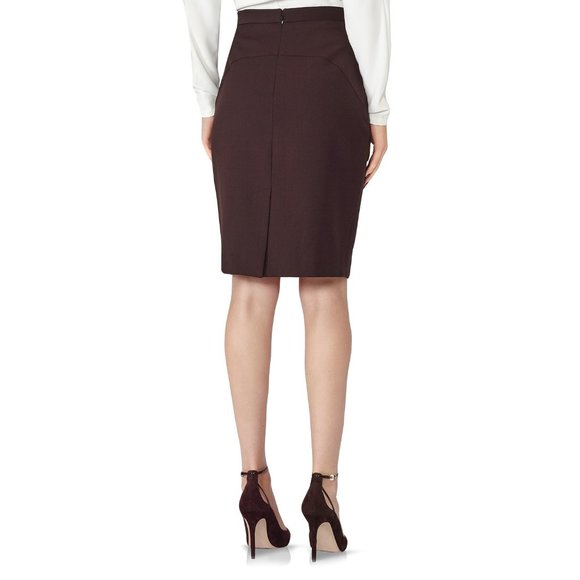 NWT REISS Ricca Wool Pencil Skirt Plum 2 - Picture 2 of 8
